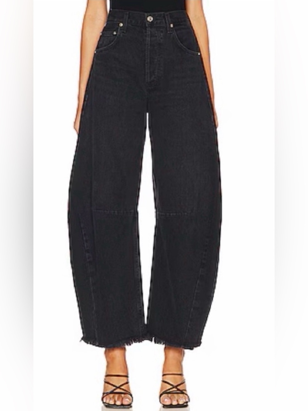Citizens Of Humanity Horseshoe Barrel Black Raw Hem High-Rise Jeans size 30